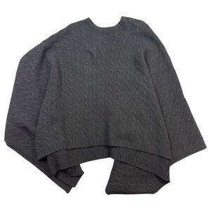 Ralph Lauren Poncho Cardigan Women's S/M Black Wool Cable Knit Cashmere Pullover